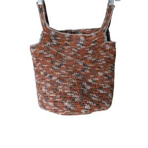 Handmade Crocheted Tote Handbag Boho Festival Neutral Utility Satchel Brown
